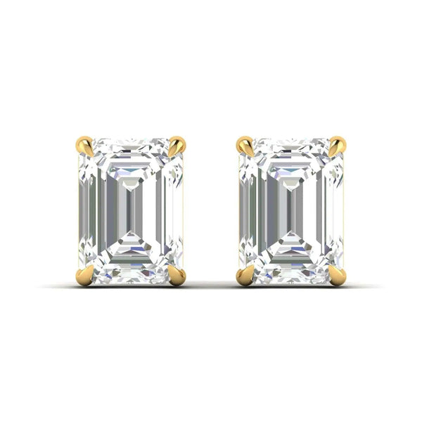 1 Carat Each Emerald Cut Diamond Earrings
