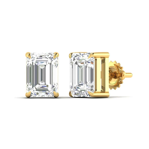 1 Carat Each Emerald Cut Diamond Earrings