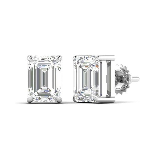 1 Carat Each Emerald Cut Diamond Earrings