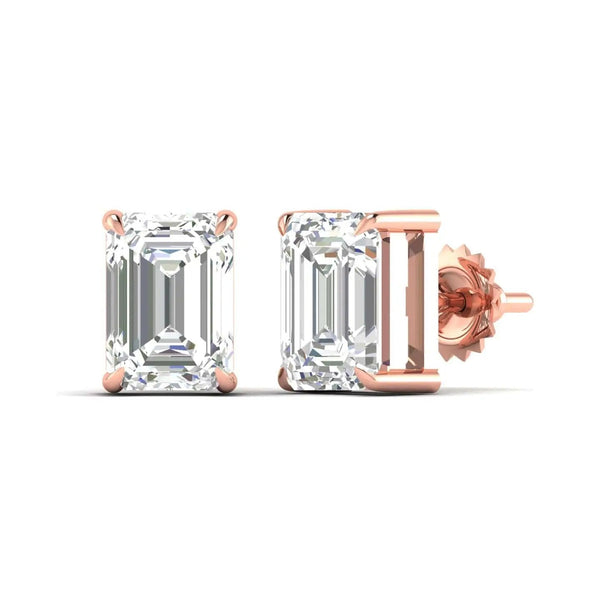 1 Carat Each Emerald Cut Diamond Earrings