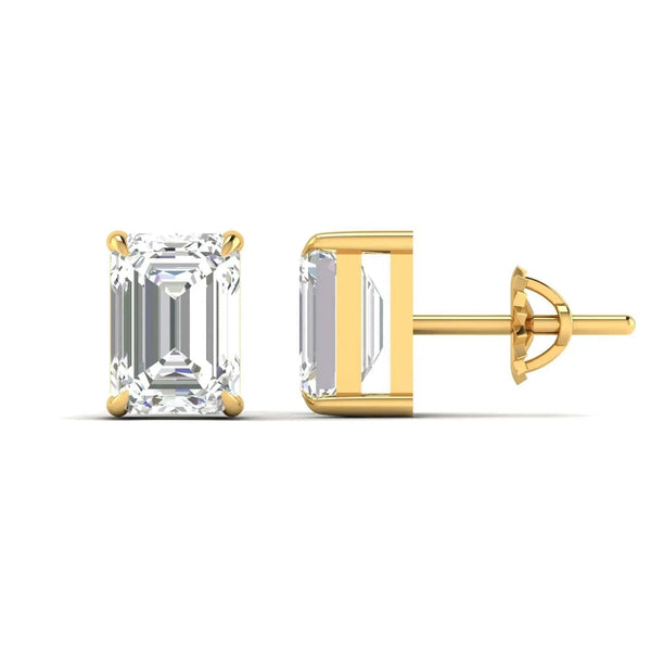 1 Carat Each Emerald Cut Diamond Earrings