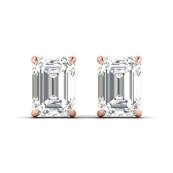 1 Carat Each Emerald Cut Diamond Earrings