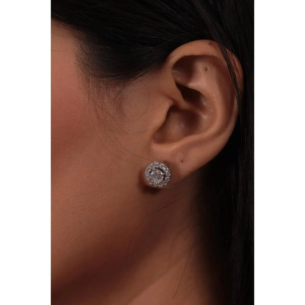 1 Carat Each Halo Diamond Earrings