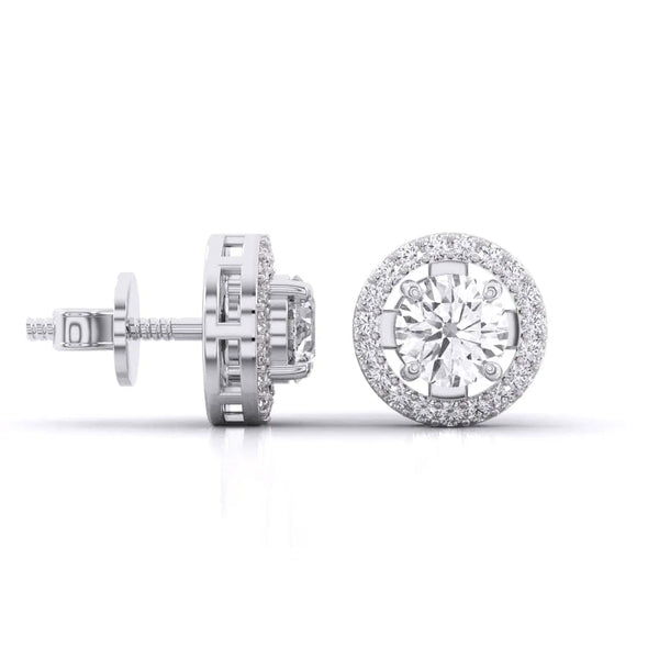 1 Carat Each Halo Diamond Earrings