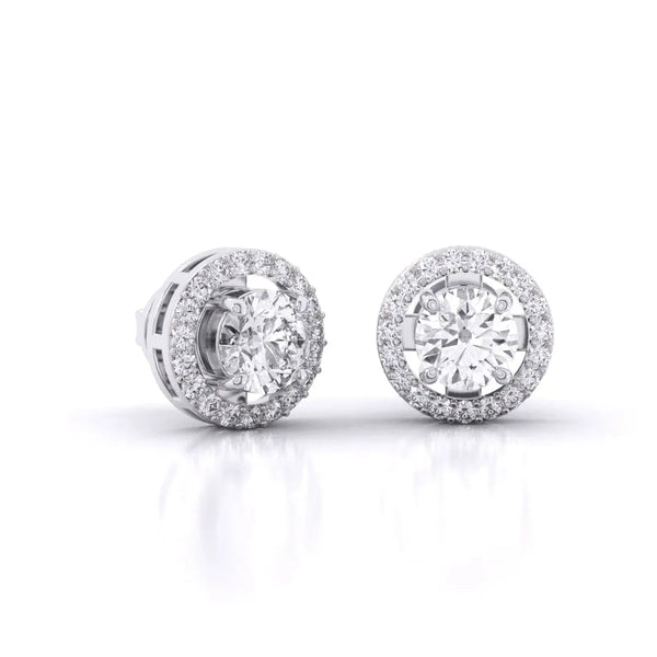 1 Carat Each Halo Diamond Earrings