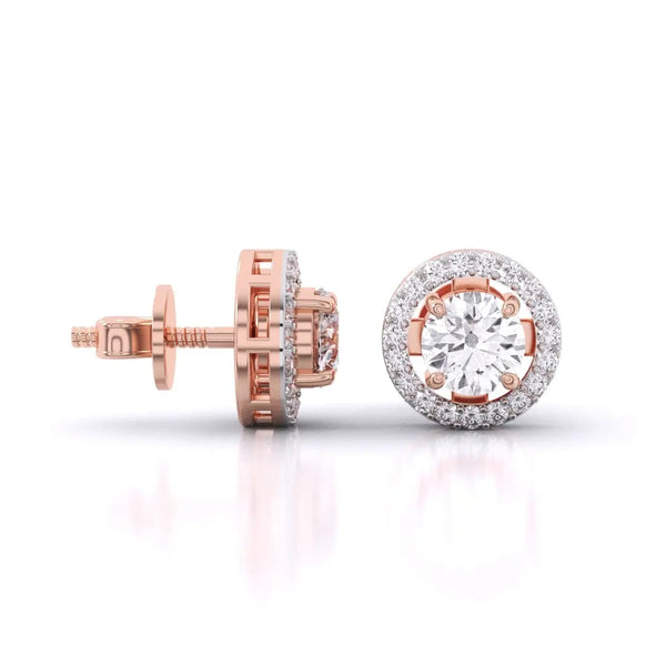 1 Carat Each Halo Diamond Earrings