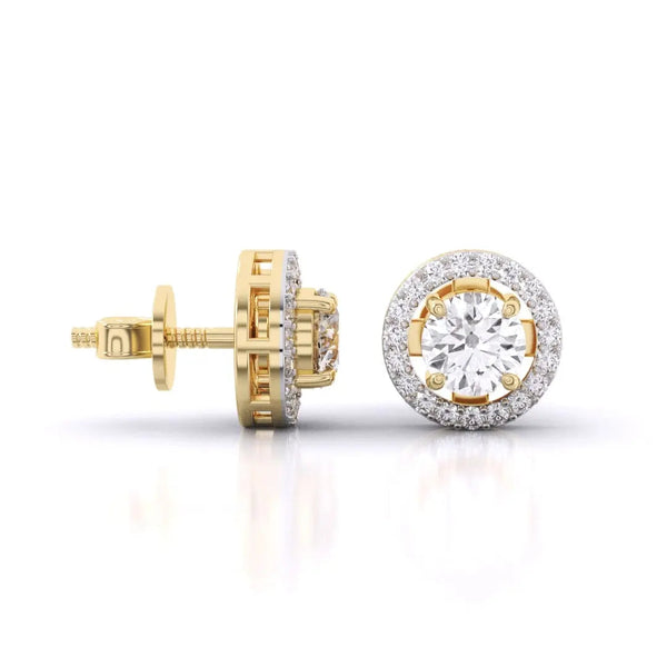 1 Carat Each Halo Diamond Earrings