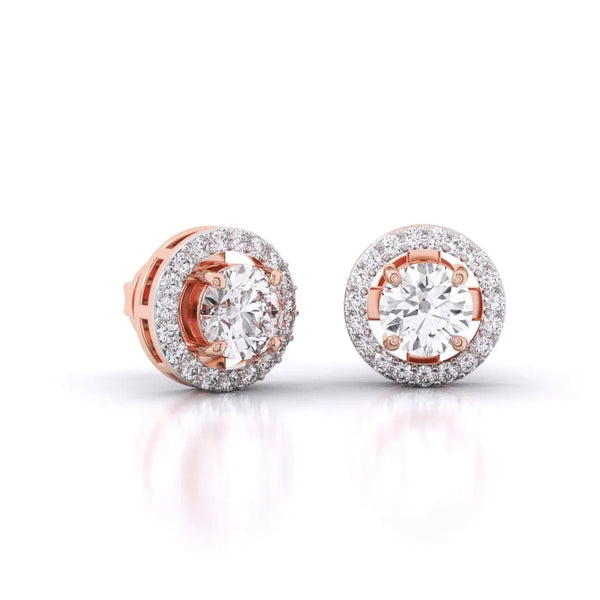 1 Carat Each Halo Diamond Earrings