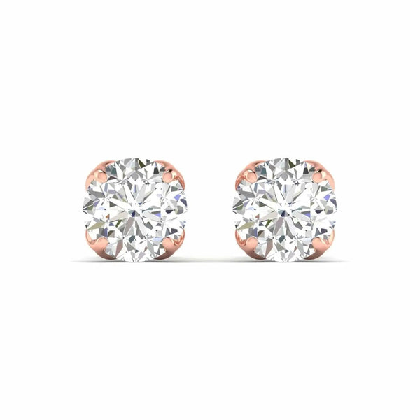 1 Carats Each Round Diamonds Studs