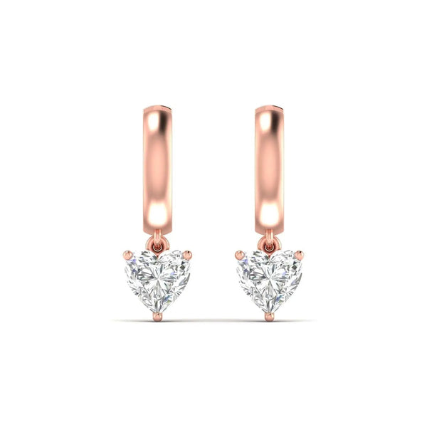 1.03 Carat Each Heart Shape Hoops Earrings