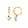 1.03 Carat Each Heart Shape Hoops Earrings