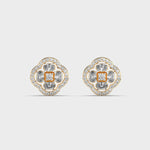 Flower with Four Petals Halo Diamond Earrings