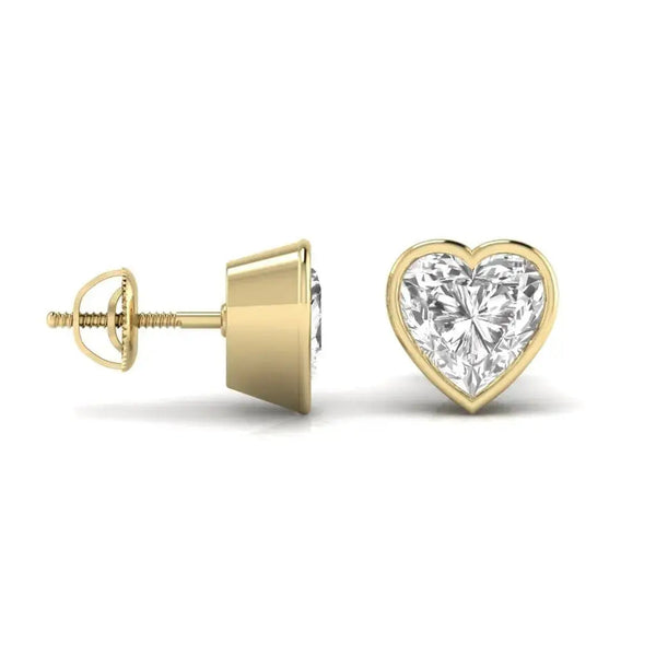2 Carat Each Heart Shape Solitaire DiamondEarrings