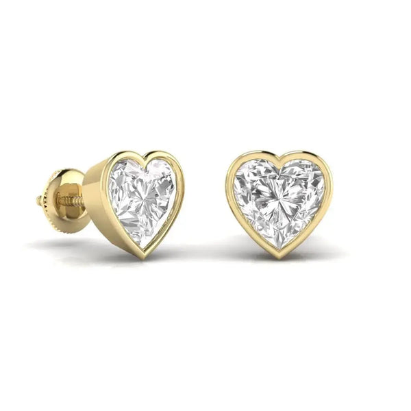 2 Carat Each Heart Shape Solitaire DiamondEarrings