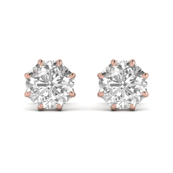 2 Carat Each Round Diamond Earrings