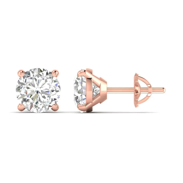 2 Carat Each Round Diamonds Studs