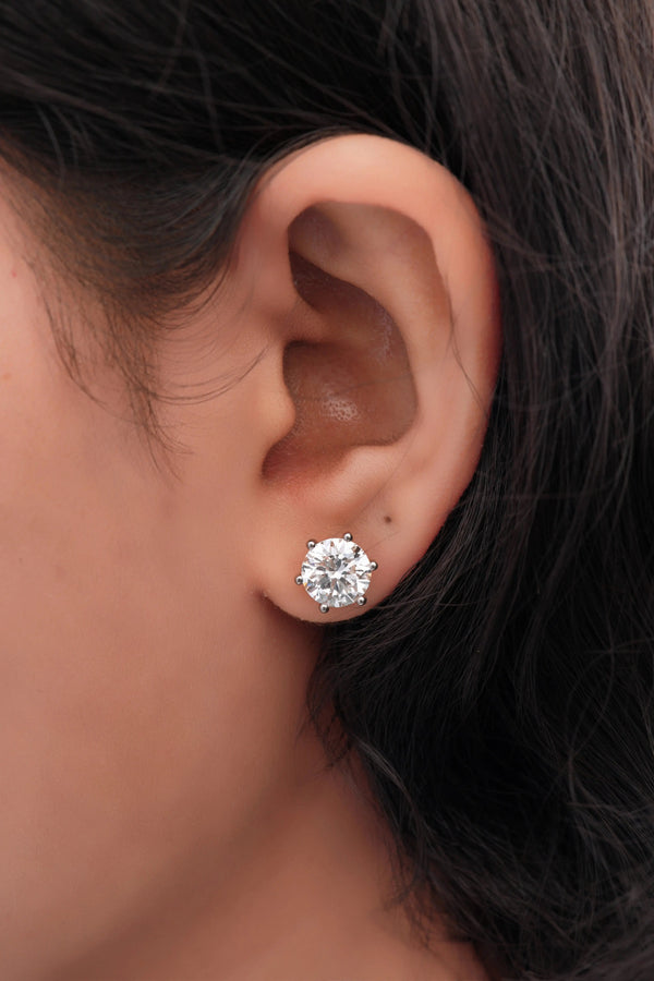 2 Carat Each Solitaire Diamond Studs