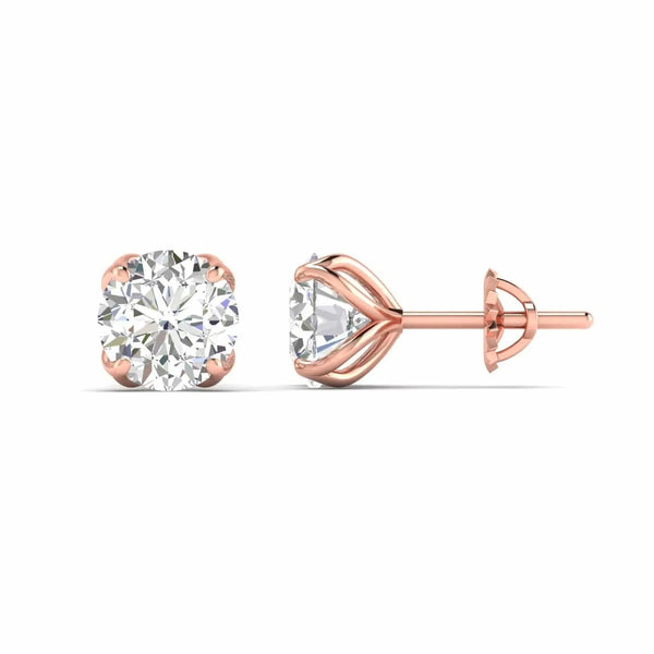 1 Carat Each Round Diamond Earrings