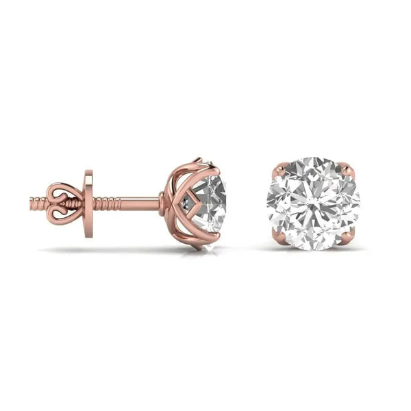 2.5 Carat Each Double ProngRound Shape Studs