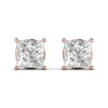 2.5 Carat Each Princess Shape Solitaire Diamond Studs