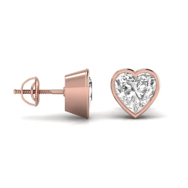 2.5 Carats Heart Shape Solitaire Diamond Earrings