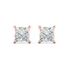2.51 Carat Each Princess Cut Diamonds Studs