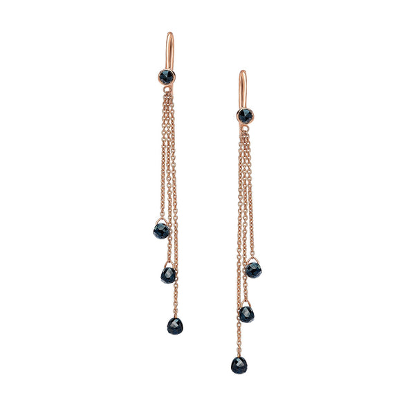 Noir Black Diamond Briolette Drop Earrings