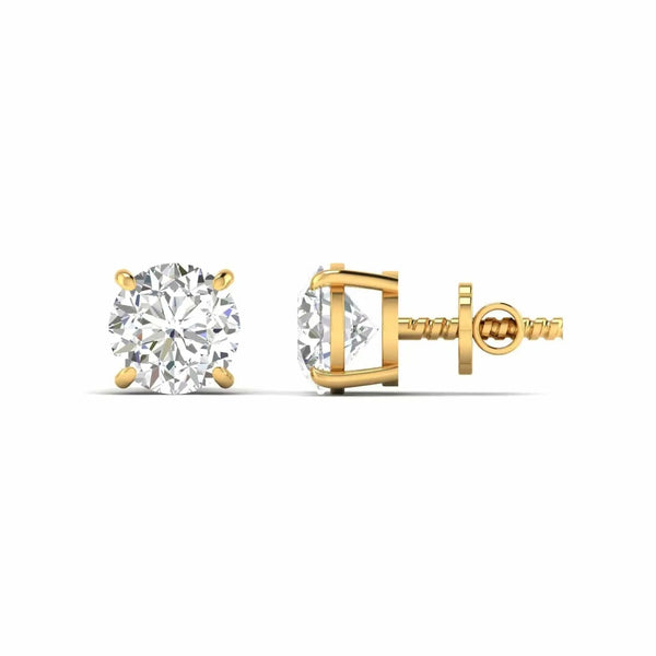 5 Carat Each Round Diamonds Solitaire Studs