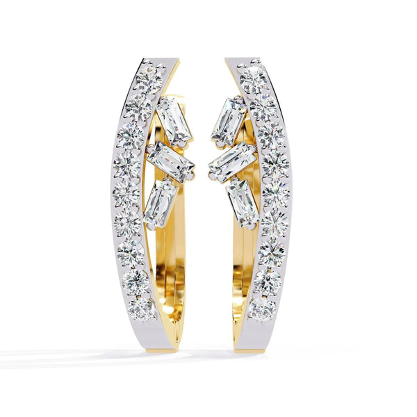 Baguette and Round Diamond Hoops