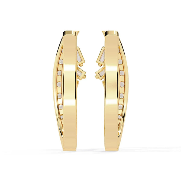 Baguette and Round Diamond Hoops