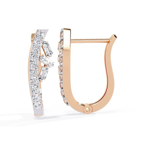 Baguette and Round Diamond Hoops