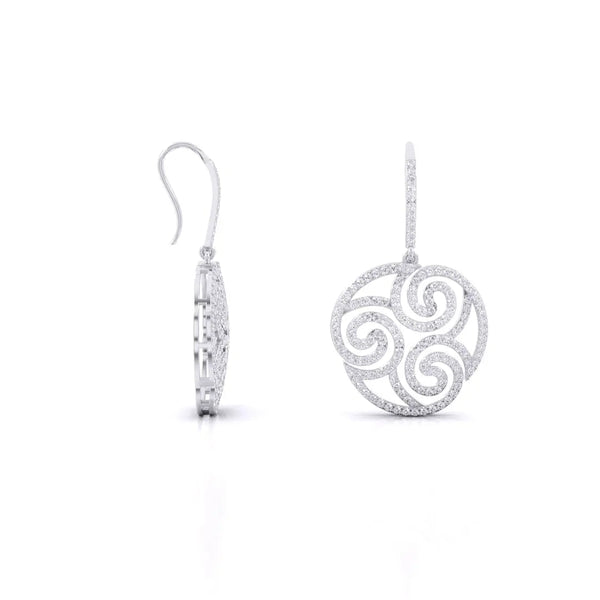 Cachemire Spiral Diamond Drop Earrings