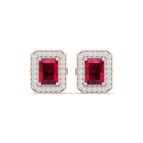 Cherry Halo Diamond Studs