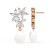 Crystal Flower and Pearl Drop Earrings