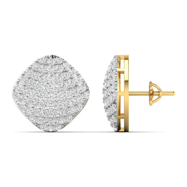 Round Pave Diamond Cluster Earrings