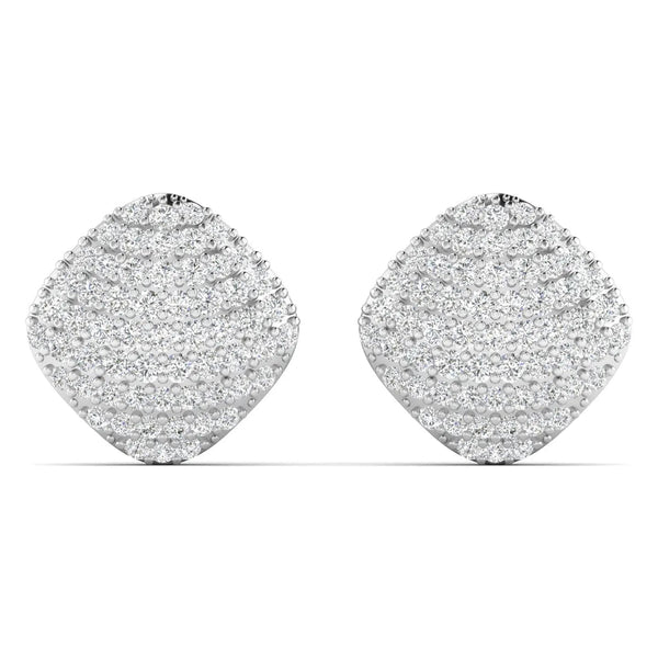 Round Pave Diamond Cluster Earrings