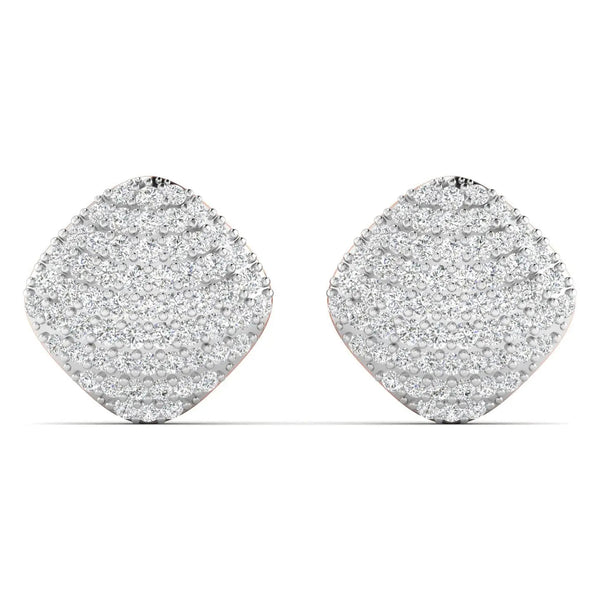 Round Pave Diamond Cluster Earrings