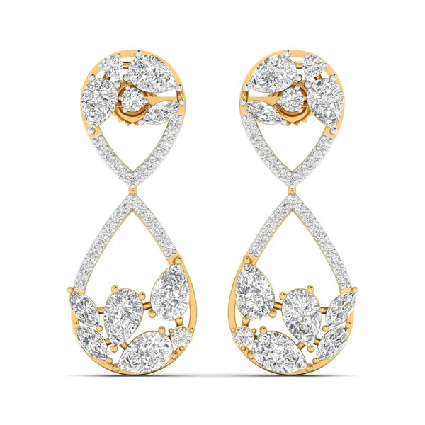 Dazzling Pear & Round Diamond Drop Earrings