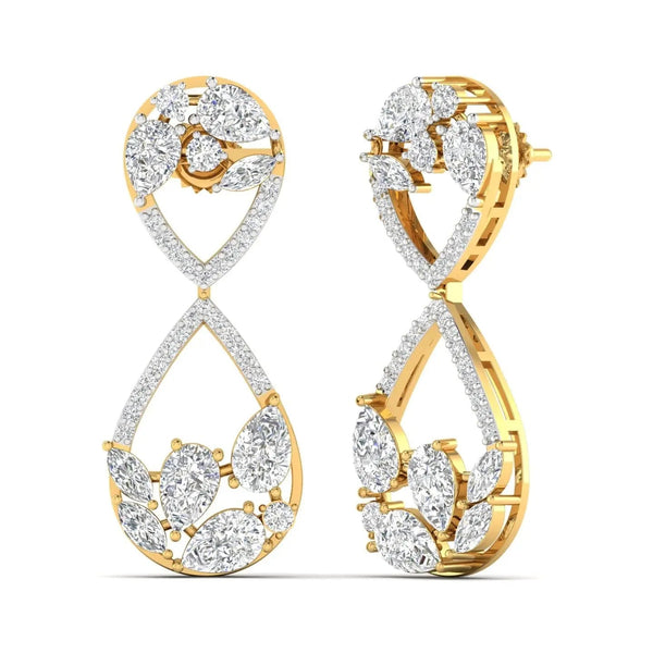 Dazzling Pear & Round Diamond Drop Earrings