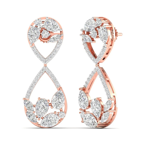 Dazzling Pear & Round Diamond Drop Earrings