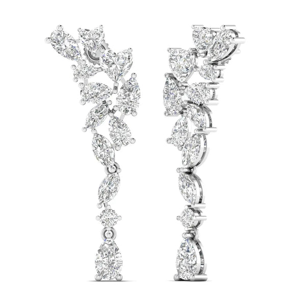 Diamond Cluster Cascade Earrings