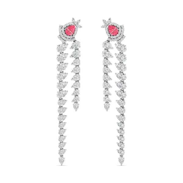 Diamond Dangle Earrings with Pink Diamond Accents