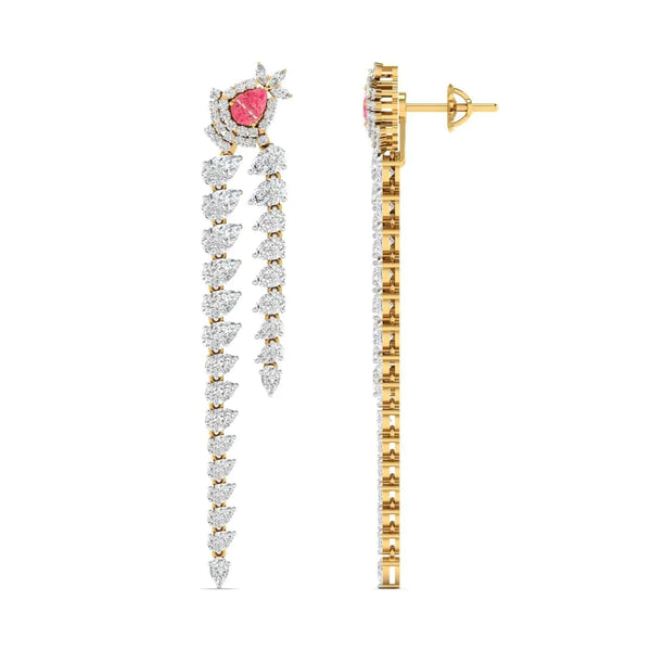 Diamond Dangle Earrings with Pink Diamond Accents