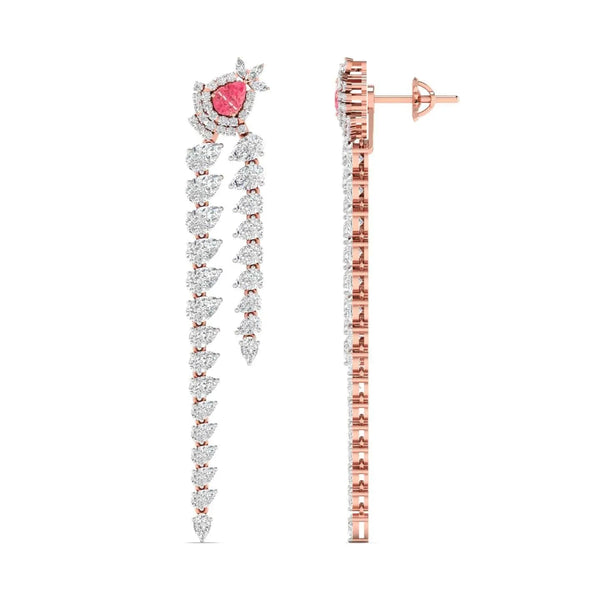 Diamond Dangle Earrings with Pink Diamond Accents