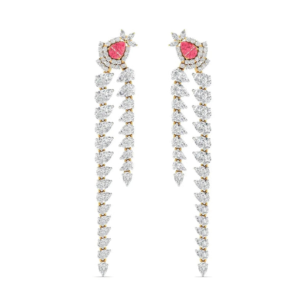 Diamond Dangle Earrings with Pink Diamond Accents