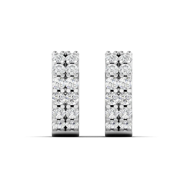 Double Row Diamond Hoop Earrings