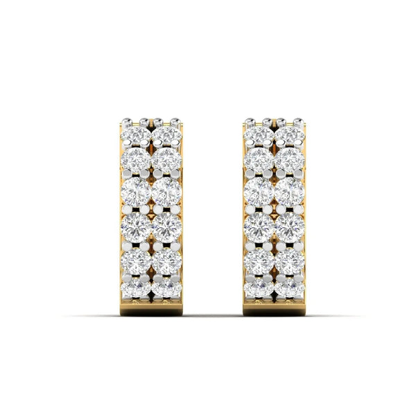 Double Row Diamond Hoop Earrings