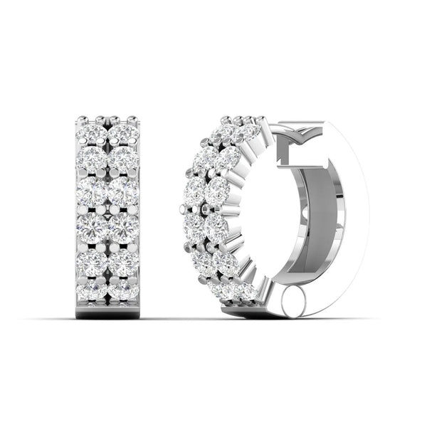 Double Row Diamond Hoop Earrings