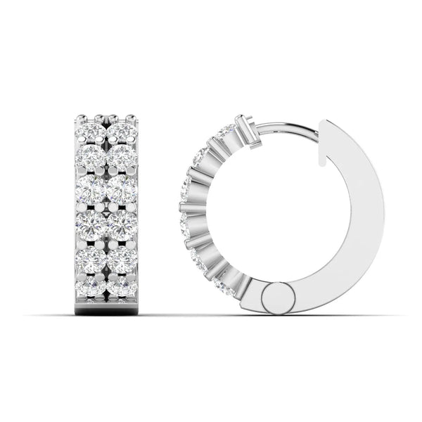 Double Row Diamond Hoop Earrings