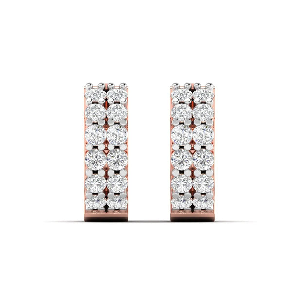 Double Row Diamond Hoop Earrings